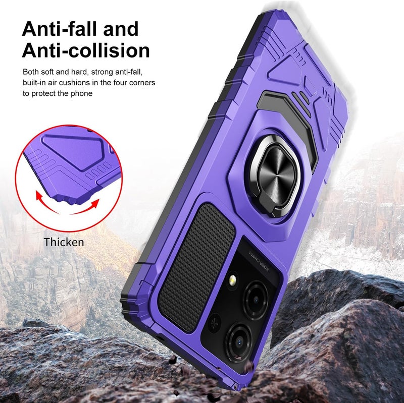 Mocotto for TCL K32/K33 5G 2025 Phone Case with Tempered Glass Screen Protector,Military Grade Shockproof Protective Cover,with Ring Kickstand (Purple) - Image 5